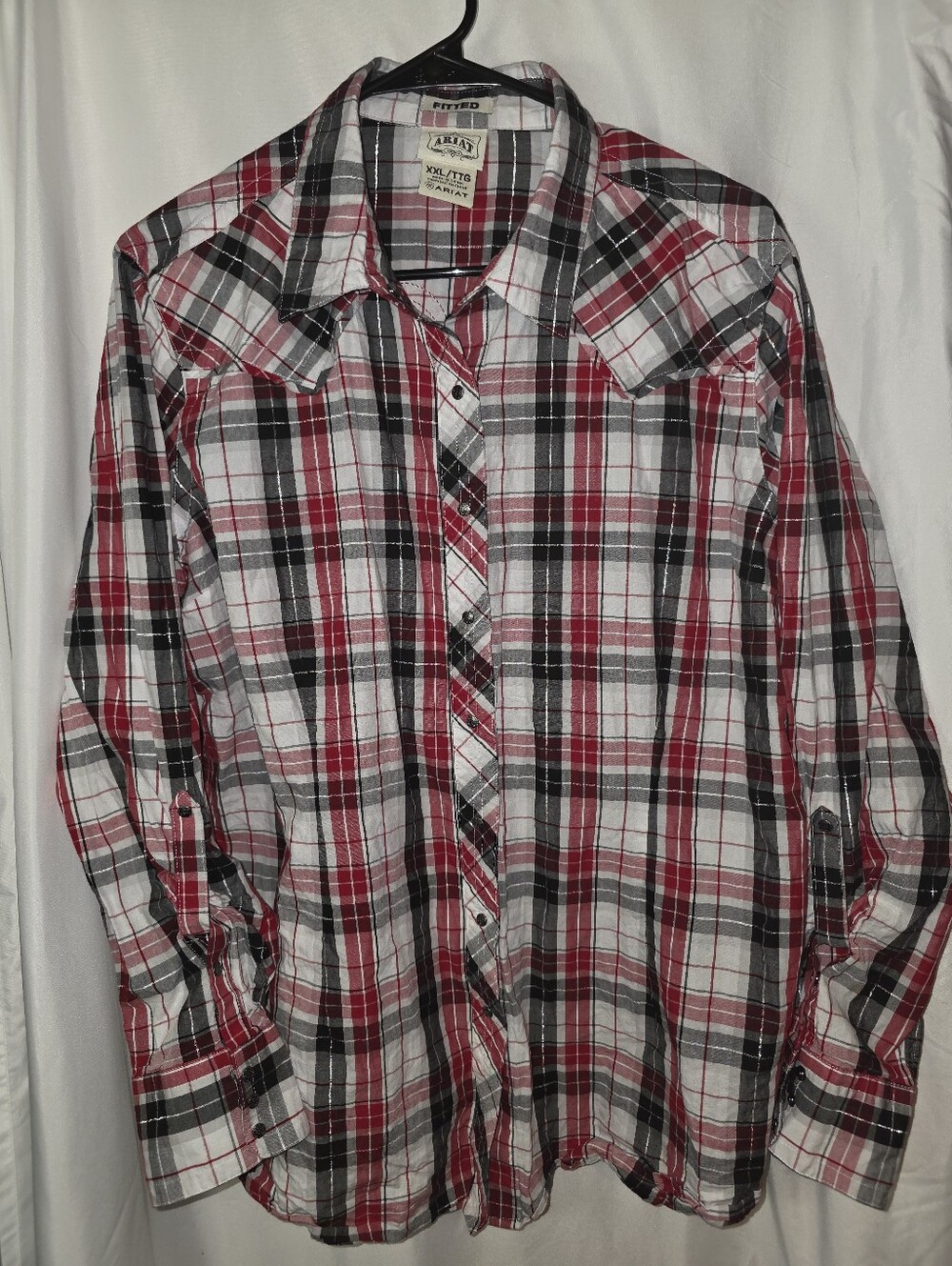Ariat Men's Fitted Plaid Button Down Western Shirt XXL